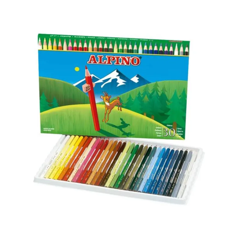 Lapices de Colores Alpino Hexagonales Caja 30 lapices largos