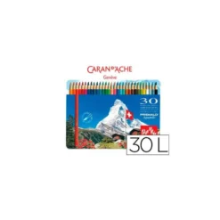 LAPICES DE COLORES CARAN D'ACHE ACUARELABLES CAJA METALICA DE 30 COLORES SURTIDOS