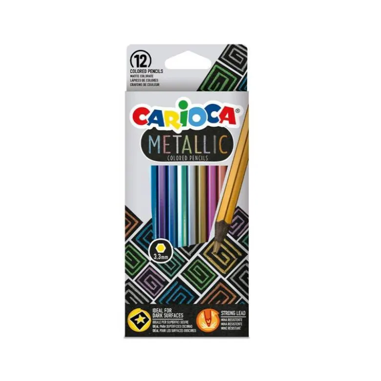 LAPICES DE COLORES CARIOCA METALLIC HEXAGONAL MINA 3,3 MM CAJA DE 12 COLORES SURTIDOS