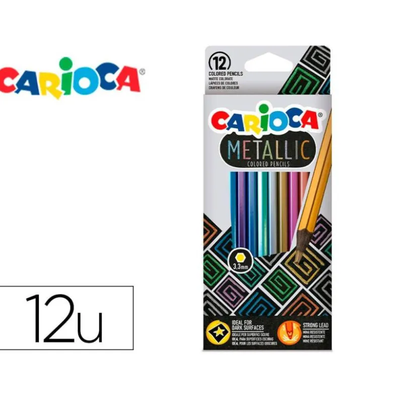 LAPICES DE COLORES CARIOCA METALLIC HEXAGONAL MINA 3,3 MM CAJA DE 12 COLORES SURTIDOS