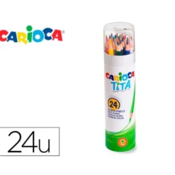 LAPICES DE COLORES CARIOCA TITA MINA 3 MM TUBO METAL 24 COLORES SURTIDOS + SACAPUNTAS