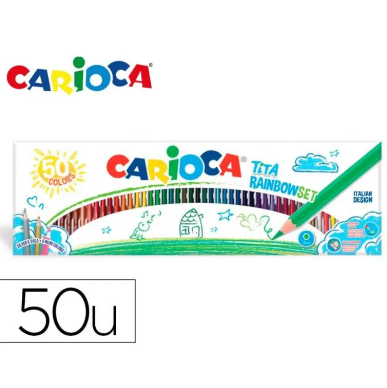 LAPICES DE COLORES CARIOCA TITA CAJA DE 50 UNIDADES COLORES SURTIDOS