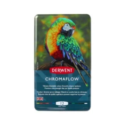 LAPICES DE COLORES DERWENT CHROMAFLOW CAJA METALICA DE 12 UNIDADES COLORES SURTIDOS
