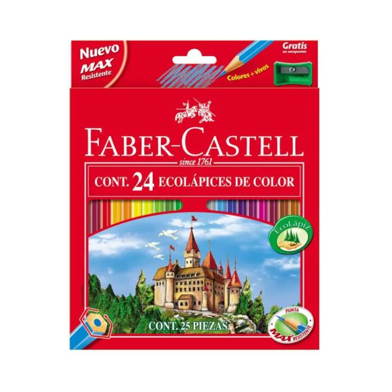 Lapices de colores Faber-Castell hexagonal caja 24 unidades madera reforestada
