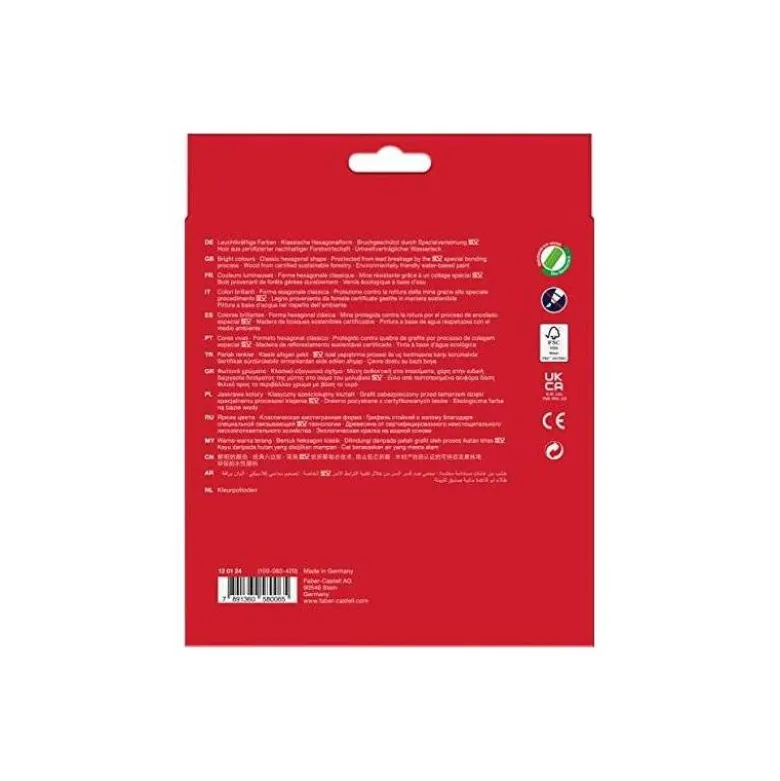 Lapices de colores Faber-Castell hexagonal caja 24 unidades madera reforestada