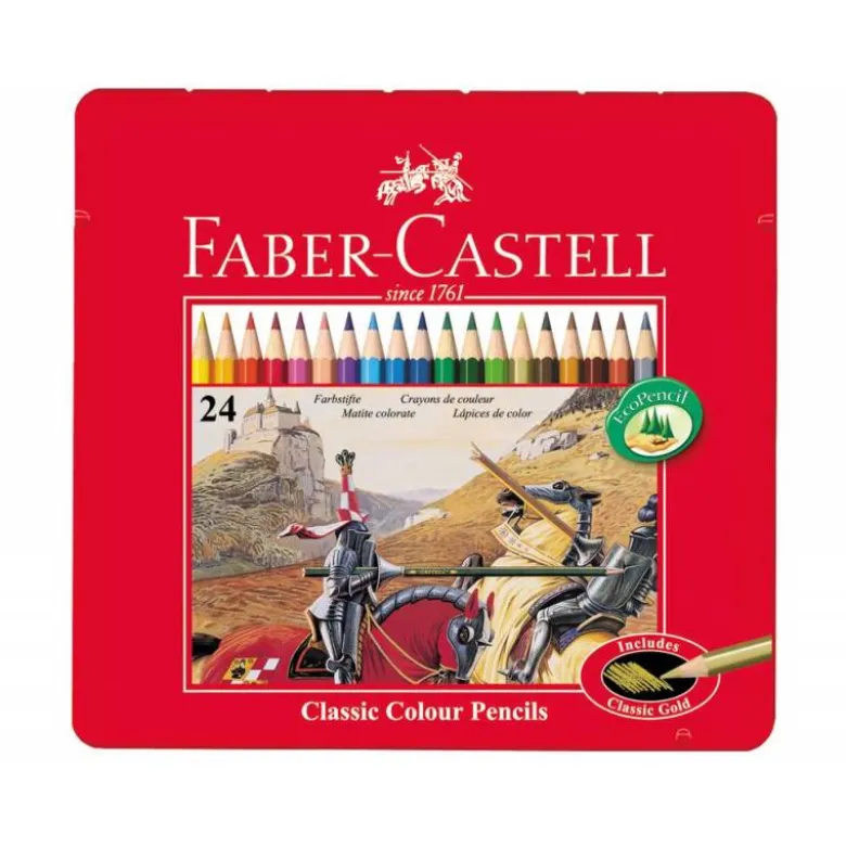 Lapices de colores Faber Castell hexagonales caja metal de 24 unidades