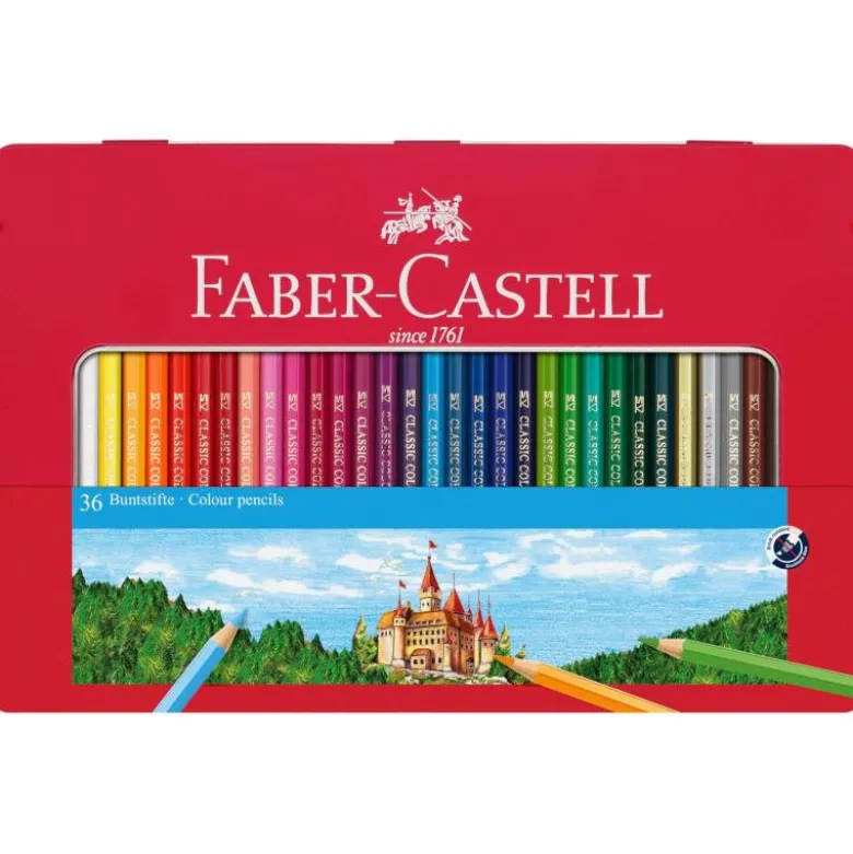 Lapices de colores Faber Castell hexagonales caja metal 36 unidades