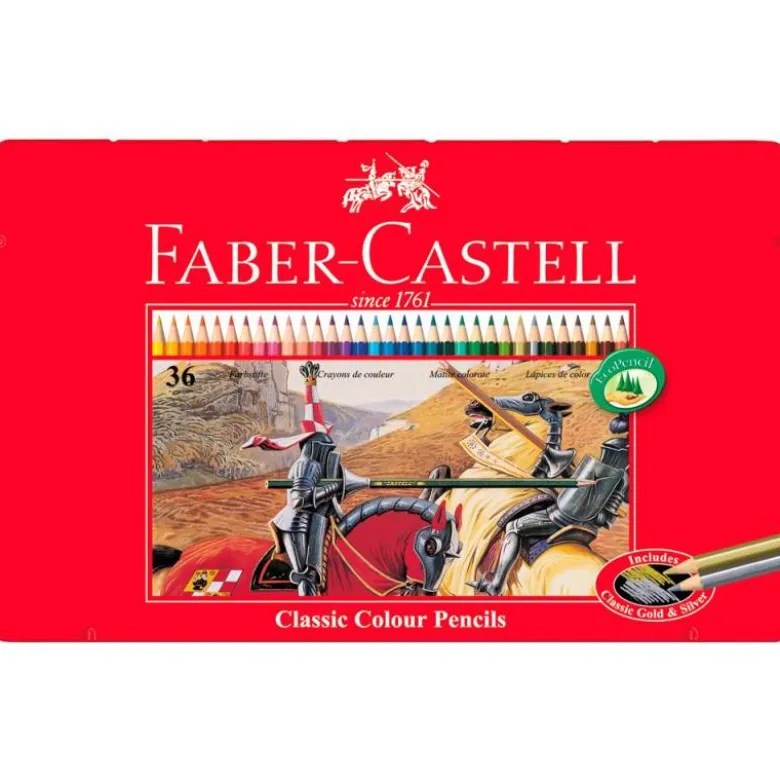 Lapices de colores Faber Castell hexagonales caja metal 36 unidades