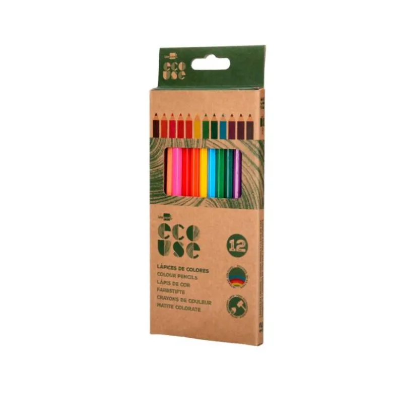 LAPICES DE COLORES LIDERPAPEL ECOUSE CAJA DE 12 COLORES SURTIDOS CON CERTIFICADO FSC