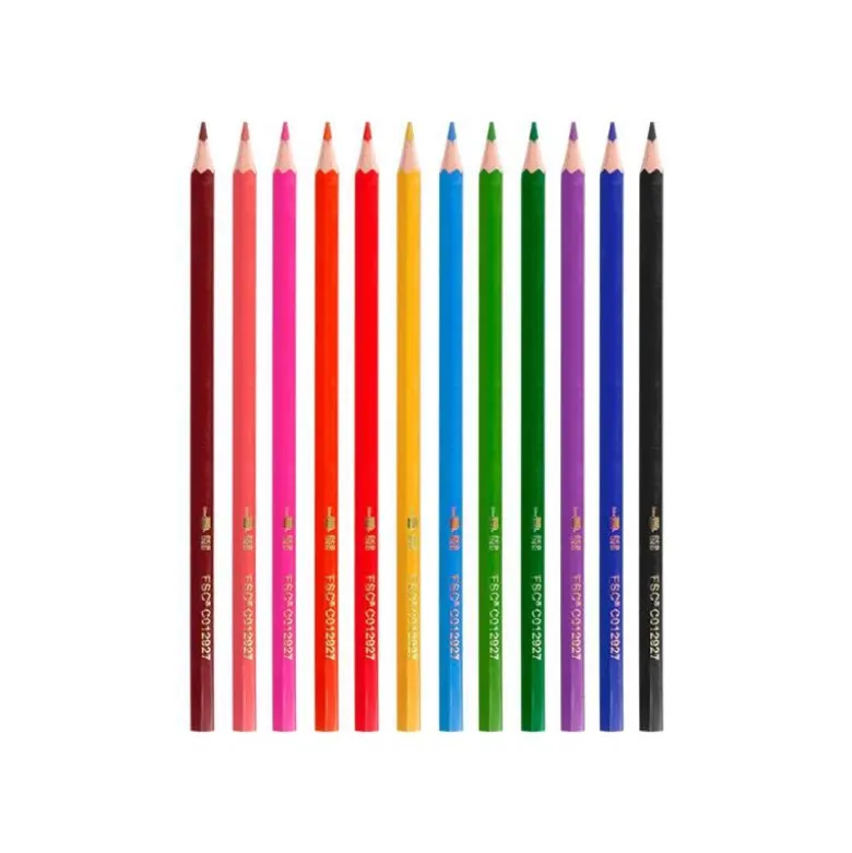 LAPICES DE COLORES LIDERPAPEL ECOUSE CAJA DE 12 COLORES SURTIDOS CON CERTIFICADO FSC