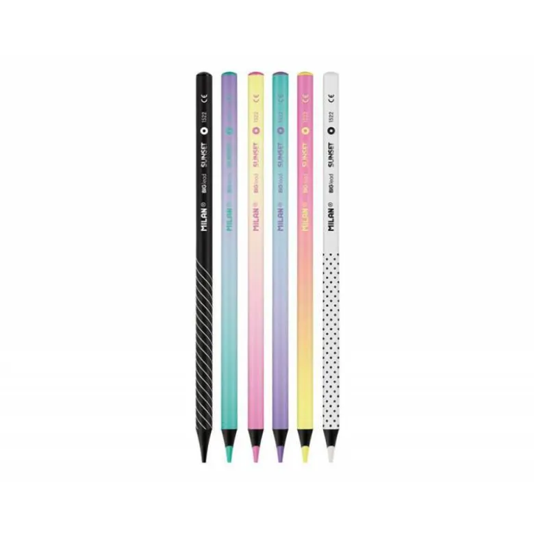 LAPICES DE COLORES MILAN SUNSET MINA GRUESA 3,5 MM CAJA DE 6 UNIDADES COLORES SURTIDOS