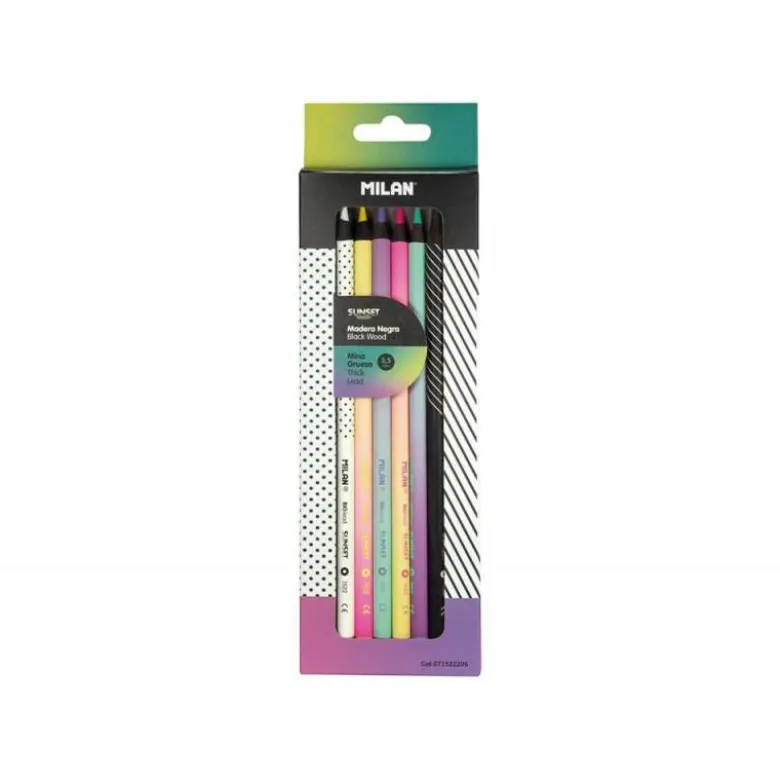 LAPICES DE COLORES MILAN SUNSET MINA GRUESA 3,5 MM CAJA DE 6 UNIDADES COLORES SURTIDOS