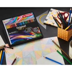 LAPICES DE COLORES STABILO ACUARELABLES ORIGINAL ARTY ESTUCHE METALICO DE 24 COLORES SURTIDOS