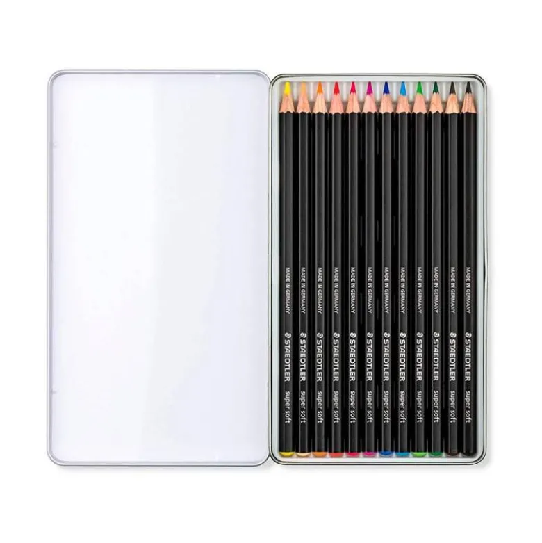 LAPICES DE COLORES STAEDTLER SUPER SOFT CAJA METAL DE 12 COLORES SURTIDOS