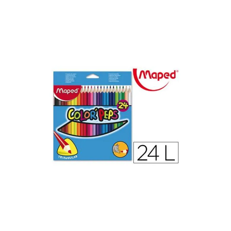 Lapices de colores triangulares Maped caja 24 unidades mina 5 mm