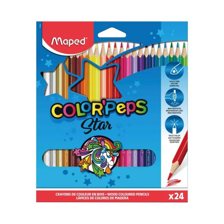 Lapices de colores triangulares Maped caja 24 unidades mina 5 mm