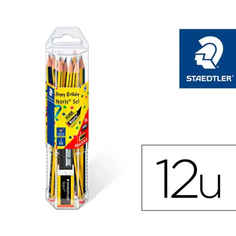 LAPICES DE GRAFITO STAEDTLER NORIS N.2 HB BLISTER PROMOCIONAL 120 ANIVERS DE 12 UDS + AFILALAPIZ Y GOMA