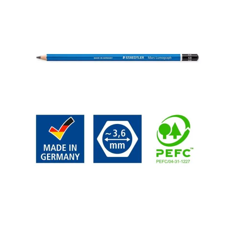 Lapices grafito Staedler Mars Lumograph 100 6B