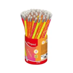 LAPIZ DE GRAFITO MAPED NEON CON GOMA HB BOTE DE 72 UNIDADES COLORES SURTIDOS