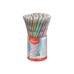 LAPIZ DE GRAFITO MAPED PLASTICO GLITTER DECO HB CON GOMA COLORES SURTIDOS