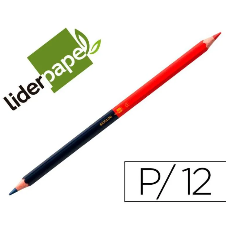 Lapiz bicolor marca Liderpapel rojo-azul