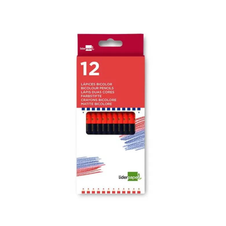 Lapiz bicolor marca Liderpapel rojo-azul