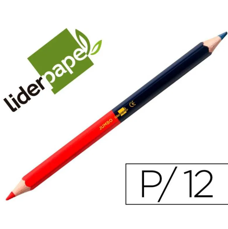 Lapiz bicolor marca Liderpapel rojo-azul Mina Gruesa