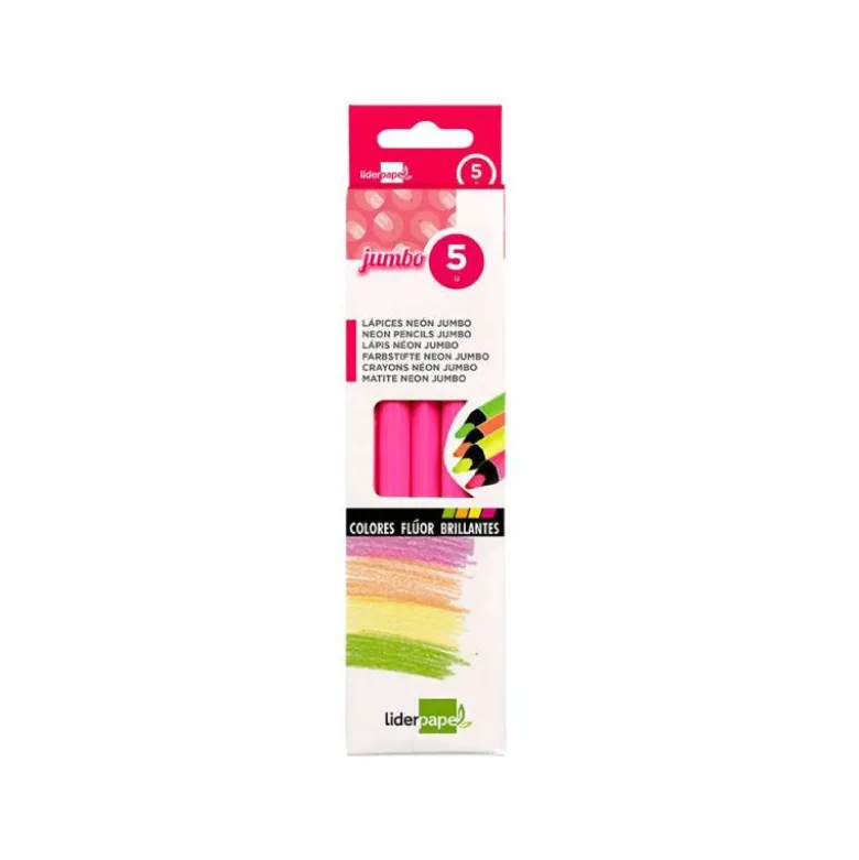 Lapiz de color marca Liderpapel jumbo neon rosa triangular