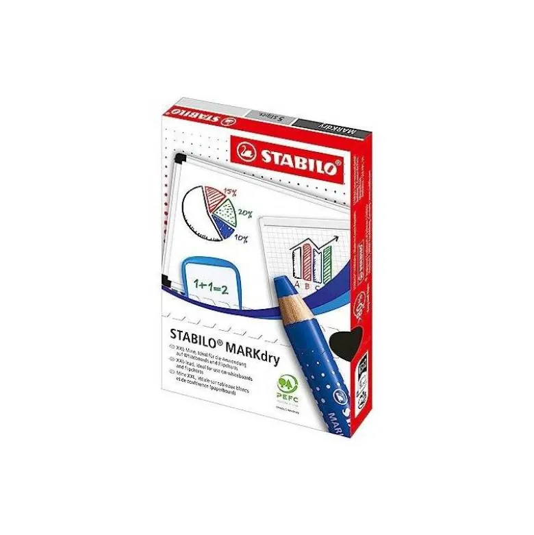 LAPIZ MARCADOR EN SECO STABILO MARKDRY PARA PIZARRA BLANCA COLOR VERDE CAJA DE 5 UNIDADES