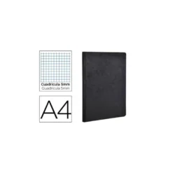 Libreta Clarefontaine color negro A4 tapa cartulina cuadriculado 5mm 96 hojas