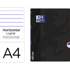 Libreta Escolar Oxford DIN A4 48 hojas Rayado horizontal Negro