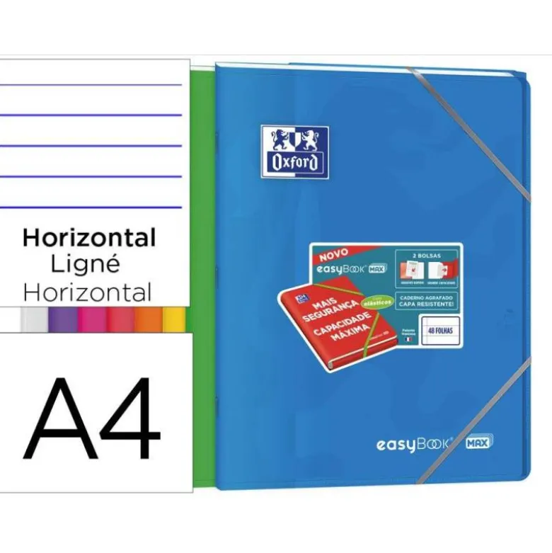 LIBRETA ESCOLAR OXFORD EASYBOOK TAPA PLASTICO DIN A4+ 48 HOJAS HORIZONTAL COLORES SURTIDOS