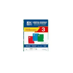 LIBRETA ESCOLAR OXFORD OPENFLEX DIN A4 48 HOJAS CUADRO 4 MM PACK DE 3 UNIDADES COLORES SURTIDOS