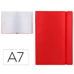 Libreta indice Liderpapel similpiel A7 con 120 hojas de 70g/m2 color rojo.