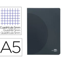 LIBRETA LIDERPAPEL 360 TAPA DE PLASTICO A5 48 HOJAS 90G/M2 5MM CON DOBLE MARGEN TAPA NEGRA