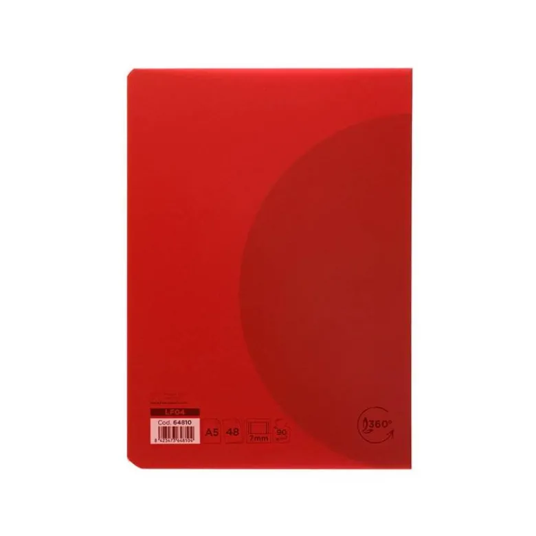 LIBRETA LIDERPAPEL 360 TAPA DE PLASTICO A5 48 HOJAS 90G/M2 HORIZONTAL CON DOBLE MARGEN COLORES SURTIDOS