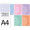 LIBRETA LIDERPAPEL 360 TAPA DE PLASTICO A4 48 HOJAS 90G/M2 CUADRO 4 MM CON MARGEN COLORES PASTEL SURTIDOS