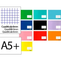 LIBRETA LIDERPAPEL SMART A5 PLUS APAISADO 32 HOJAS 75GR CUADRO 6 MM CON MARGEN COLORES SURTIDOS