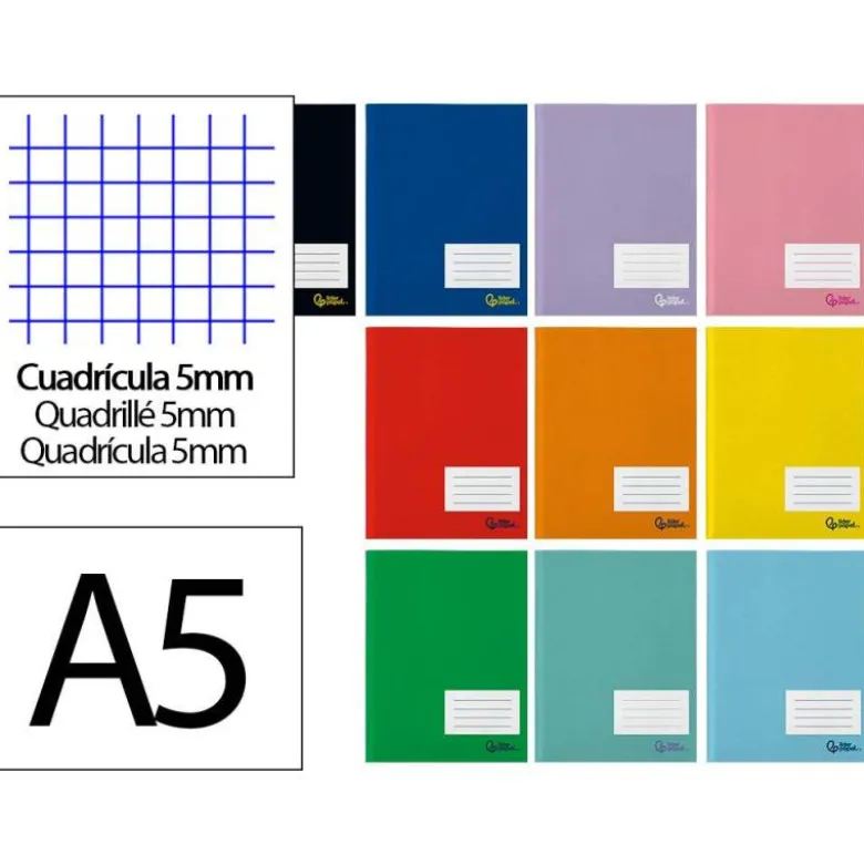LIBRETA LIDERPAPEL SMART A5 PLUS 48 HOJAS 75G/M2 CUADRO 5MM CON MARGEN COLORES SURTIDO