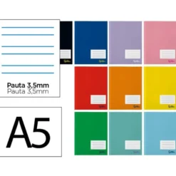 LIBRETA LIDERPAPEL SMART A5 PLUS 32 HOJAS 75G/M2 PAUTA 4 3.5MM CON MARGEN COLORES SURTIDOS