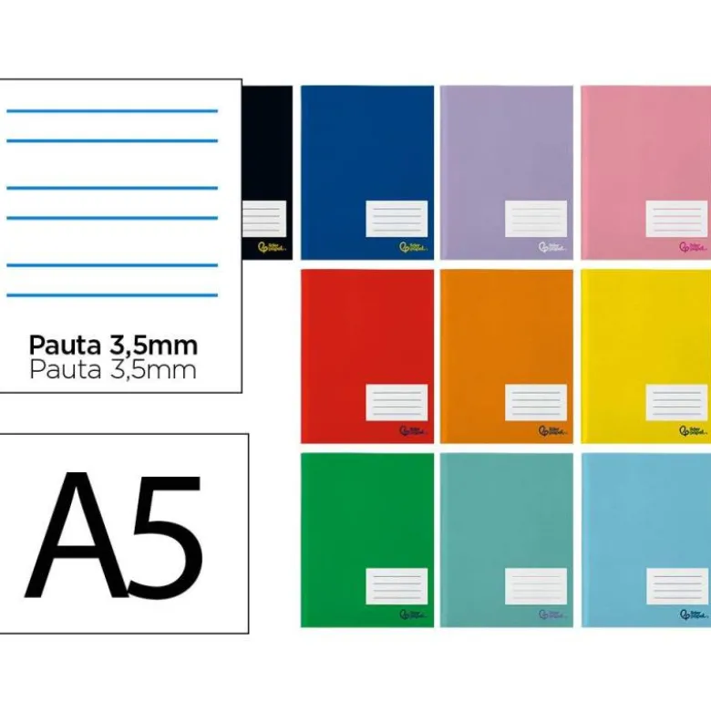 LIBRETA LIDERPAPEL SMART A5 PLUS 32 HOJAS 75G/M2 PAUTA 4 3.5MM CON MARGEN COLORES SURTIDOS
