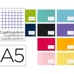 Libreta Liderpapel Write A5 cuadricula 6mm apaisada colores surtidos