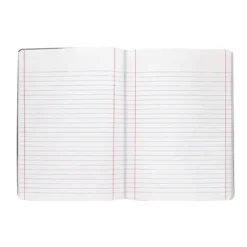 Libreta escolar Liderpapel tapa negra A5 con 80 hojas de 60g/m2. Rayado horizontal con doble margen.