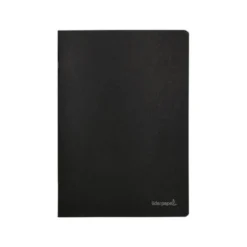 Libreta escolar Liderpapel tapa negra A5 con 80 hojas de 60g/m2. Rayado horizontal con doble margen.