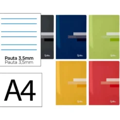 Libreta escolar marca Liderpapel Scriptus rayado Montessori 3,5mm 48 hojas DIN A4 COLORES SURTIDOS