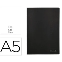 LIBRETA LIDERPAPEL TAPA NEGRA A5 80 HOJAS 60G/M2 LISO CON DOBLE MARGEN