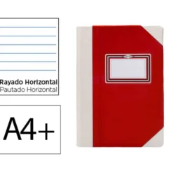 LIBRO CARTONE COSIDO FERNANDES FLECHA DIN A4+ RAYADO HORIZONTAL 50 HOJAS 100 GR ROJO