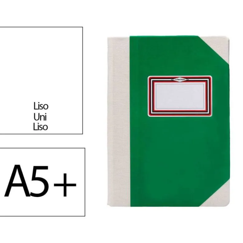 LIBRO CARTONE COSIDO FERNANDES FLECHA DIN A5+ LISO 50 HOJAS 100 GR VERDE