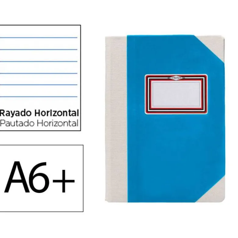 LIBRO CARTONE COSIDO FERNANDES FLECHA DIN A6+ RAYADO HORIZONTAL 50 HOJAS 100 GR AZUL
