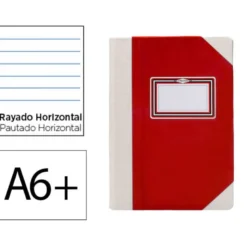 LIBRO CARTONE COSIDO FERNANDES FLECHA DIN A6+ RAYADO HORIZONTAL 50 HOJAS 100 GR ROJO